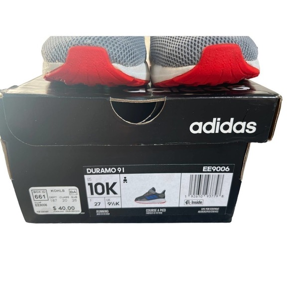 Adidas duramo 91 sneaker. Toddler 10. Gray/Blue w/Box. EE9006 - Picture 7 of 7